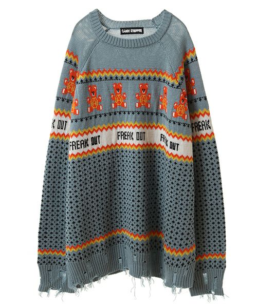 CandyStripper ANARCHY BEAR POLOトップス 完売品 ANARCHY BEAR NORDIC KNIT | Candy Stripper（キャンディ