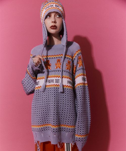 キャンディストリッパー クマ ダメージ ニット BROKEN BEAR KNIT | Candy Stripper（キャンディ ストリッパー