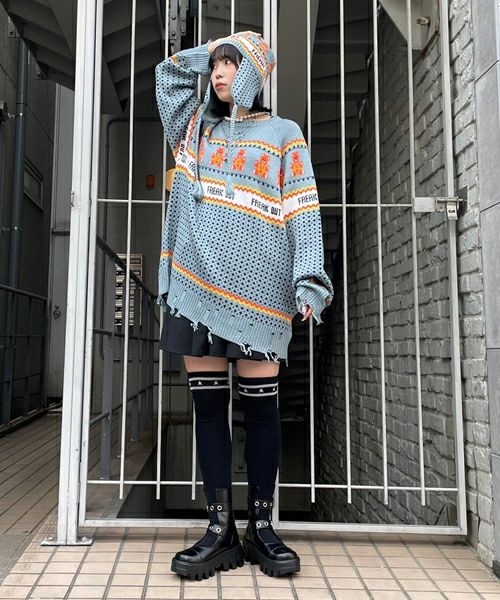 キャンディストリッパー　ブラック　チェック　くま　BEAR ニット Candy Stripper（キャンディストリッパー）の「MELTY BEAR