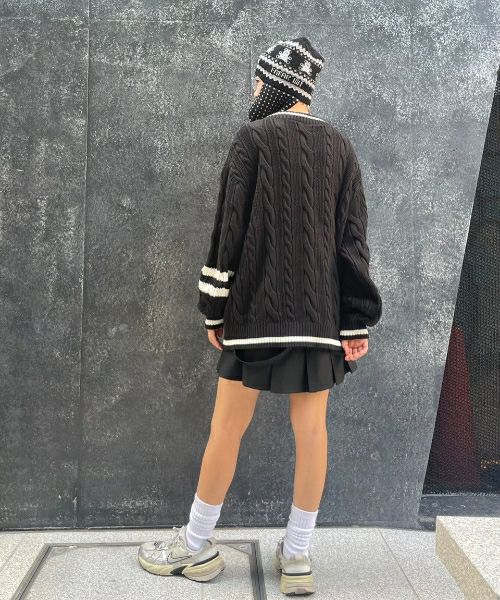 Candy Stripper ブラック セーター セーラー襟 SAILOR COLLAR FAKE LEATHER JACKET | Candy Stripper