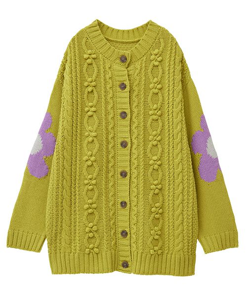 FLOWER CABLE KNIT CARDIGAN | Candy Stripper（キャンディ  