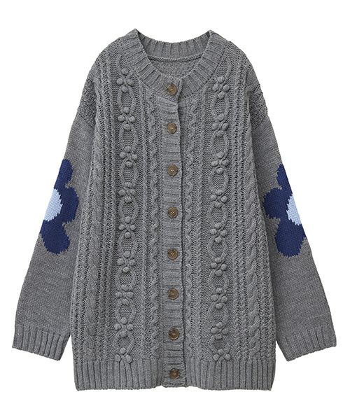 FLOWER CABLE KNIT CARDIGAN | Candy Stripper（キャンディ 