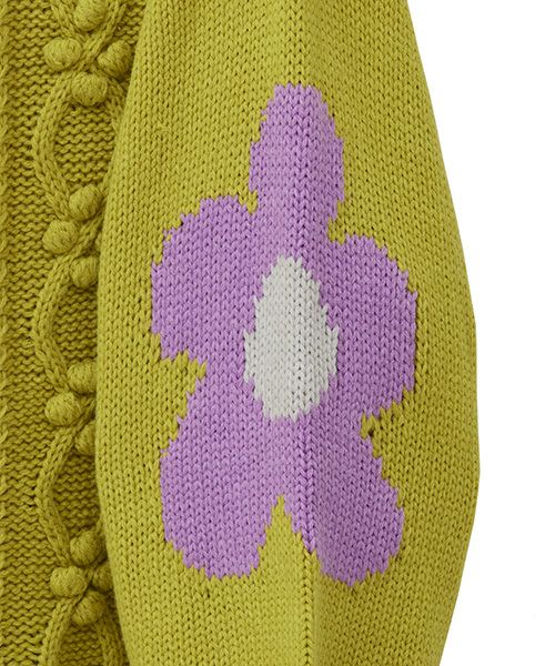 FLOWER CABLE KNIT CARDIGAN | Candy Stripper（キャンディ