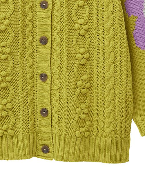 FLOWER CABLE KNIT CARDIGAN | Candy Stripper（キャンディ