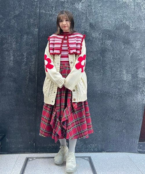 FLOWER CABLE KNIT CARDIGAN | Candy Stripper（キャンディ