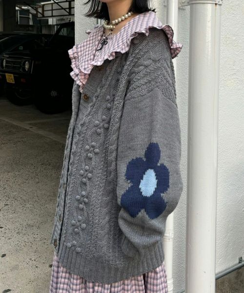 épine flower cable knit cardigan ネイビー épine flower cable knit cardigan（3color） | épine