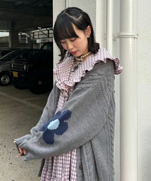 FLOWER CABLE KNIT CARDIGAN | Candy Stripper（キャンディ 