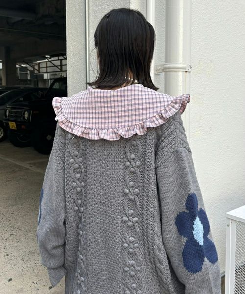 FLOWER CABLE KNIT CARDIGAN | Candy Stripper（キャンディ