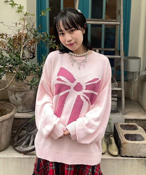 ＊candy stripper＊ GLITTER RIBBON KNIT 白 candy stripper GLITTER RIBBON KNIT 白｜Yahoo!フリマ（旧