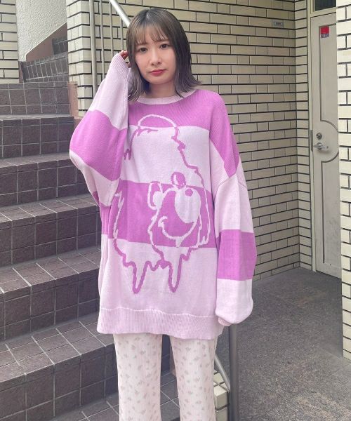 MELTY BEAR BORDER KNIT | Candy Stripper（キャンディ