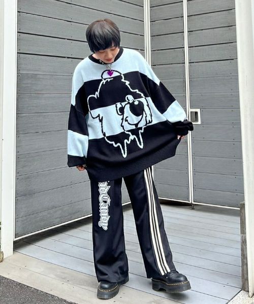 ニット セーター MELTY BEAR BORDER ニット レディース メンズ MELTY BEAR BORDER KNIT | Candy Stripper（キャンディ