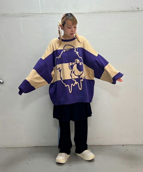 MELTY BEAR BORDER KNIT | Candy Stripper（キャンディ
