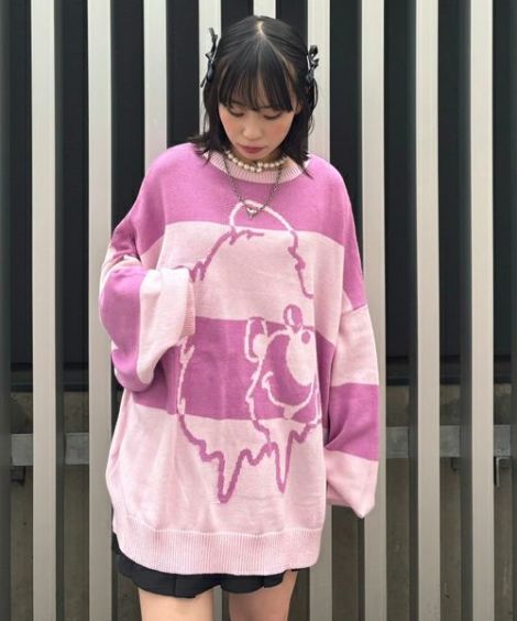 MELTY BEAR BORDER KNIT