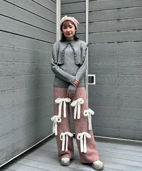 FLUFFY RIBBON KNIT PANTS | Candy Stripper（キャンディ