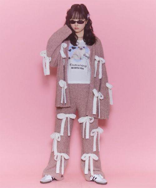 FLUFFY RIBBON KNIT PANTS | Candy Stripper（キャンディ