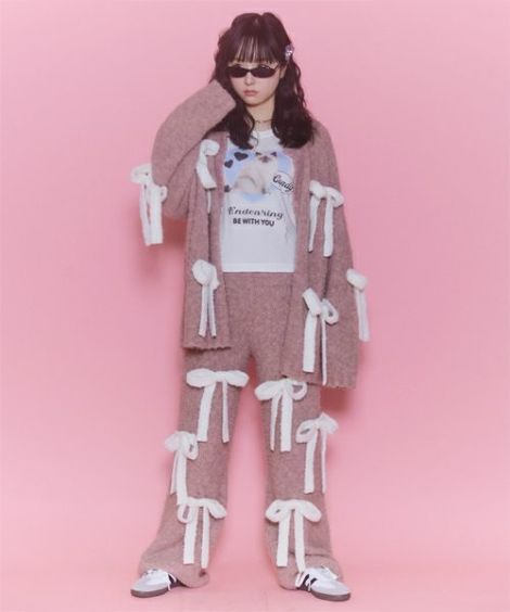 FLUFFY RIBBON KNIT PANTS