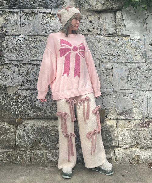 キャンディーストリッパー リボンニットカーディガン パンツ