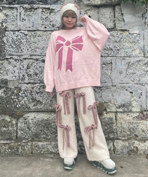 FLUFFY RIBBON KNIT PANTS | Candy Stripper（キャンディ
