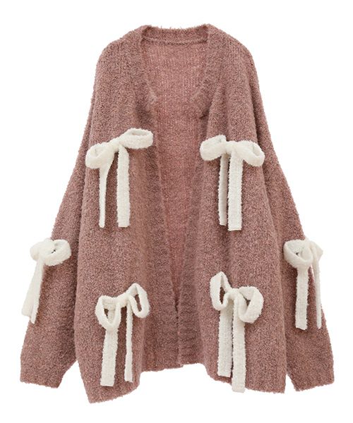 FLUFFY RIBBON KNIT CARDIGAN | Candy Stripper（キャンディ ストリッパー）｜オフィシャル通販サイトCANDY  STORE