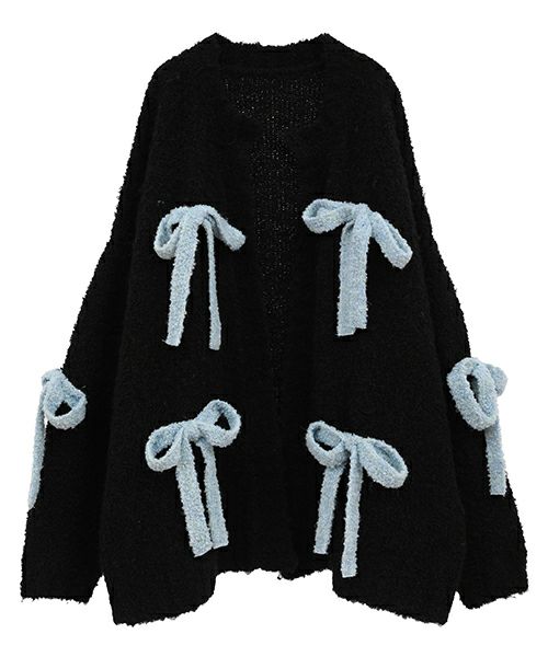 FLUFFY RIBBON KNIT CARDIGAN | Candy Stripper（キャンディ