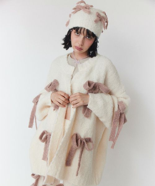FLUFFY RIBBON KNIT CARDIGAN | Candy Stripper（キャンディ  