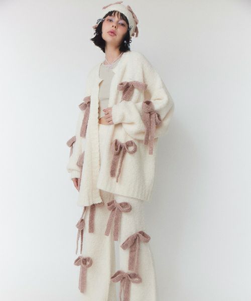 FLUFFY RIBBON KNIT CARDIGAN | Candy Stripper（キャンディ  