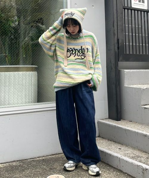 LOLLIPOP MULTI BORDER ビーニー セール】LOLLIPOP MULTI BORDER ビーニー（ニットキャップ