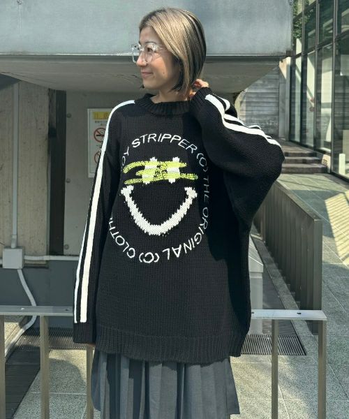 Candy Stripper DISTORTED SMILE ZIP フーディ BLINDFOLDED SMILE KNIT | Candy Stripper（キャンディ