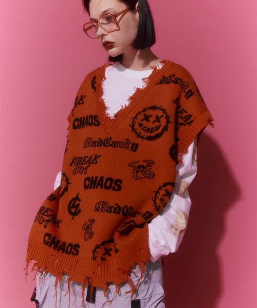 MEDLEY SMILE KNIT VEST | Candy Stripper（キャンディ
