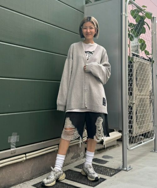 DAMAGE KNIT CARDIGAN | Candy Stripper（キャンディ