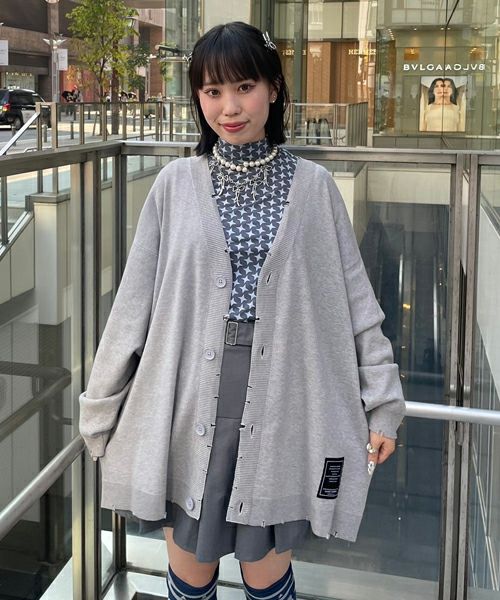 DAMAGE KNIT CARDIGAN | Candy Stripper（キャンディ ストリッパー 