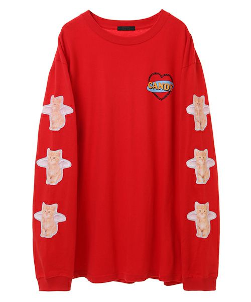 トップス Candy Stripper ANGEL HELLO KITTY TEE ANGEL 【HELLO KITTY】RHINESTONE L/S TEE | Candy Stripper