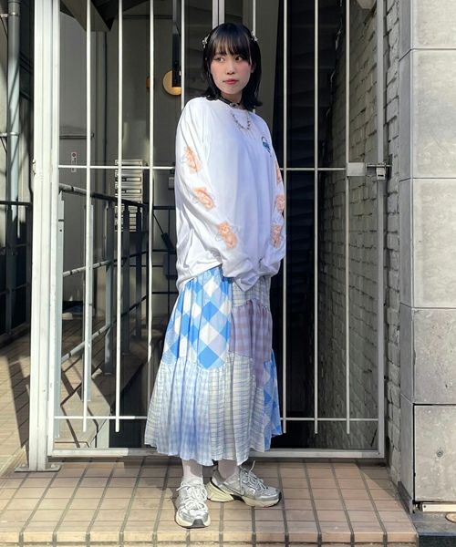 Candy Stripper 長袖トップス　ロングスリーブワッフル　ねこ柄　緑 Candy Stripper（キャンディストリッパー）の「MEOW WAFFLE