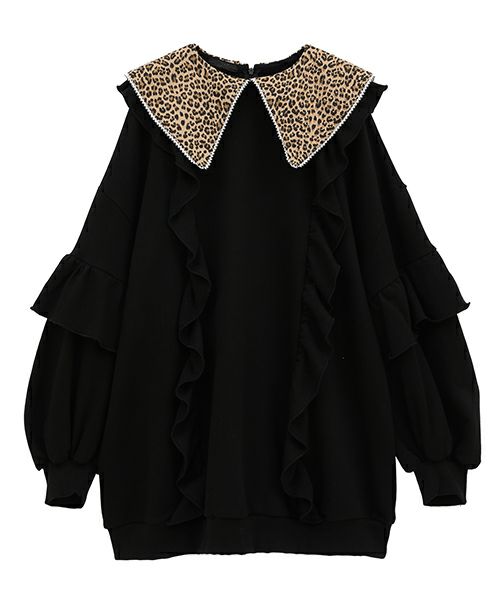 LEOPARD COLLAR FRILL SWEAT | Candy Stripper（キャンディ