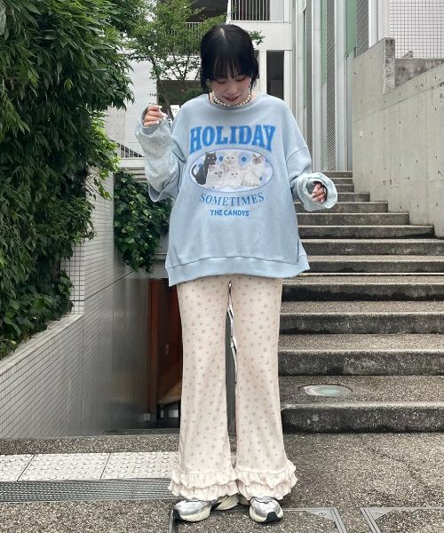 Candy stripper 花柄フレアパンツ Candy Stripper（キャンディストリッパー）の「FLOWER WAFFLE