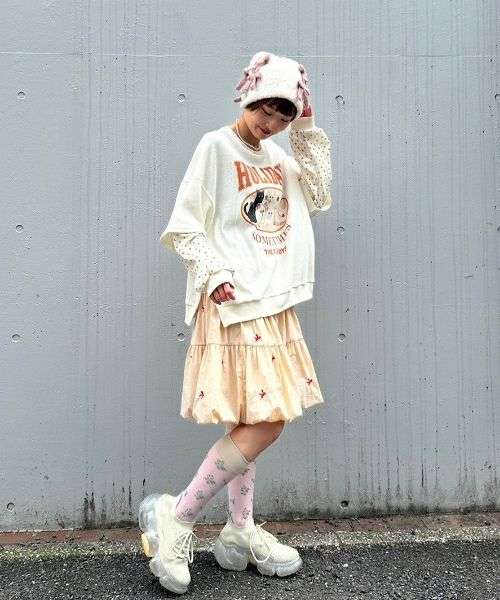 Candy Stripper STICKERS LAYERED トップス FIRE BUTTERFLY LAYERED TOPS | Candy Stripper（キャンディ