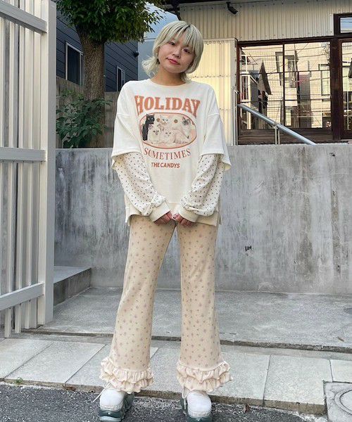 Candy Stripper STICKERS LAYERED トップス FIRE BUTTERFLY LAYERED TOPS | Candy Stripper（キャンディ