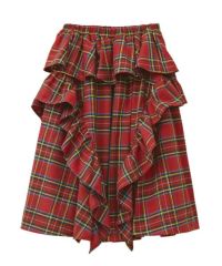 CHECK FRILL MIDI SKIRT | Candy Stripper（キャンディ