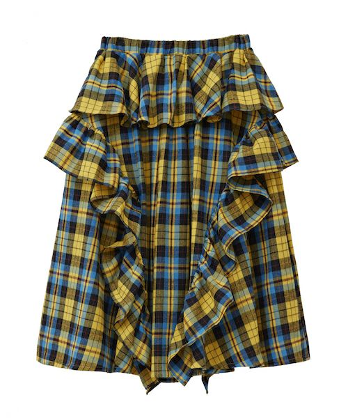 CHECK FRILL MIDI SKIRT | Candy Stripper（キャンディ