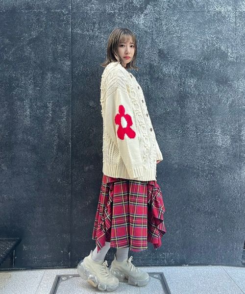 CHECK FRILL MIDI SKIRT | Candy Stripper（キャンディ