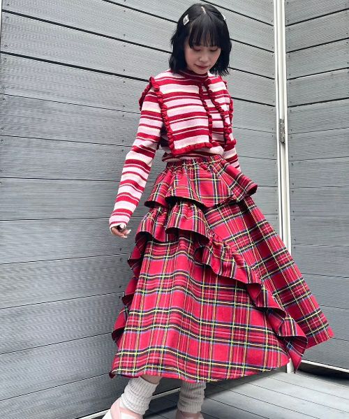 CHECK FRILL MIDI SKIRT | Candy Stripper（キャンディ ストリッパー 