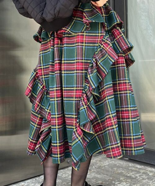 CHECK FRILL MIDI SKIRT | Candy Stripper（キャンディ ストリッパー 