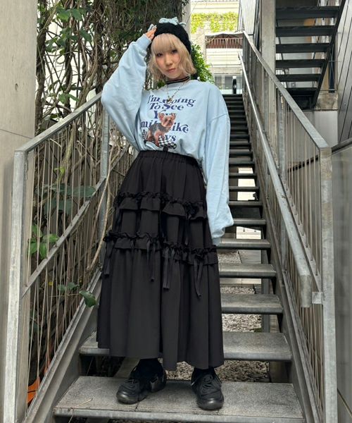 TINY RIBBON TIERED SKIRT | Candy Stripper（キャンディ