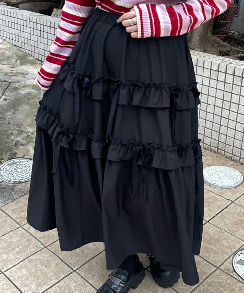 TINY RIBBON TIERED SKIRT | Candy Stripper（キャンディ