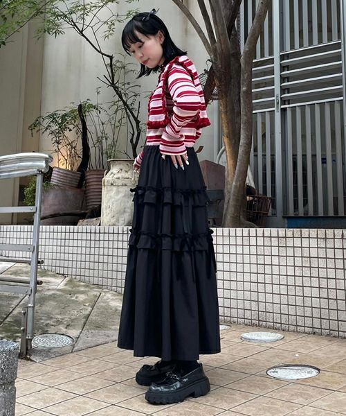 TINY RIBBON TIERED SKIRT | Candy Stripper（キャンディ