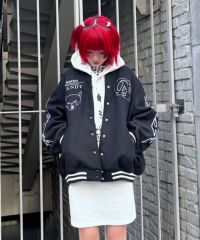 Candy Stripper　キャンディストリッパー　袖レザースタジャン　牛革 Candy Stripper（キャンディストリッパー）の「CND STADIUM