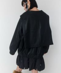SAILOR COLLAR FAKE LEATHER JACKET | Candy Stripper