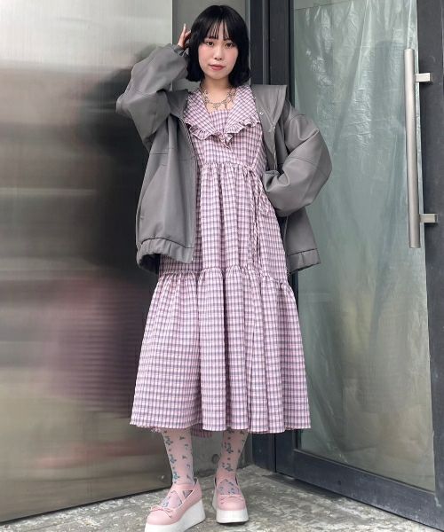 Candy Stripper ブラック セーター セーラー襟 SAILOR COLLAR FAKE LEATHER JACKET | Candy Stripper