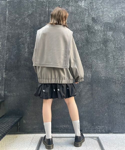 Candy Stripper セーラー襟ジャケット 黒 SAILOR COLLAR FAKE LEATHER JACKET | Candy Stripper