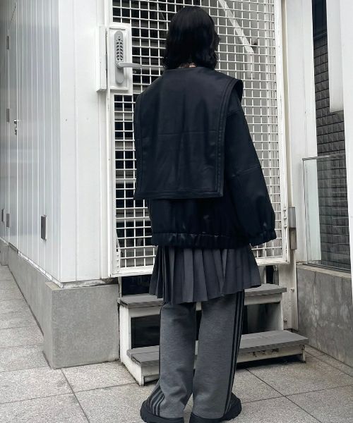 Candy Stripper セーラー襟ジャケット 黒 SAILOR COLLAR FAKE LEATHER JACKET | Candy Stripper